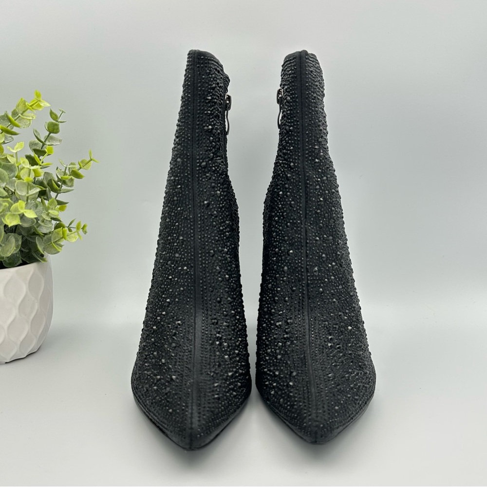 Lauren Lorraine Women's Black Crystal Embellished Pointed Toe Boots Size 9.5 - Picture 5 of 12